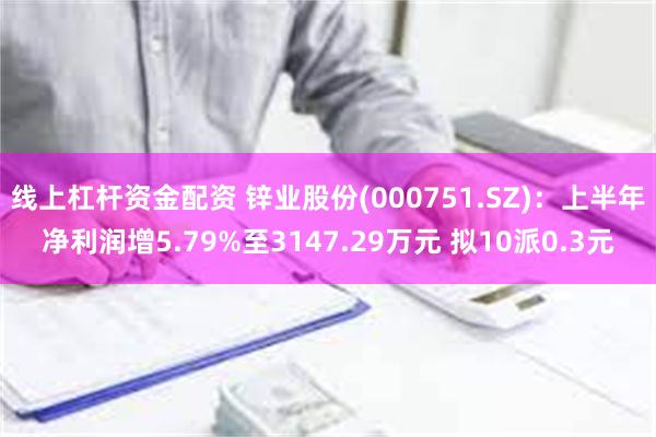 线上杠杆资金配资 锌业股份(000751.SZ)：上半年净利