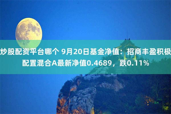 炒股配资平台哪个 9月20日基金净值：招商丰盈积极配置混合A最新净值0.4689，跌0.11%