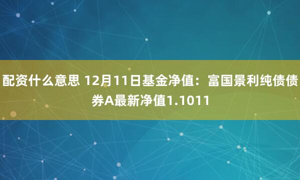 配资什么意思 12月11日基金净值：富国景利纯债债券A最新净值1.1011