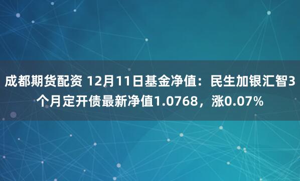 成都期货配资 12月11日基金净值：民生加银汇智3个月定开债最新净值1.0768，涨0.07%